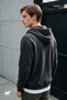 Men's Smoked Hooded 3 Thread Fleece Zippered Sweatshirt Jacket - 4
