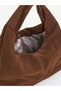 Brown Suede Shk356 Vintage, Soft Form, Wide Shopper, Women's Shoulder Bag - 7