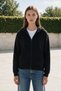 Women's Black Hooded 3-Thread Fleece Zippered Sweatshirt Jacket