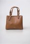 Women's Leather Look Mini Hand and Shoulder Bag with Heart Charm and Metal Buckle Detail Stylish Daily Bag Camel 18480 - 5