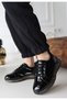 Piona Black Patent Leather Gray Sole Sneakers - 5