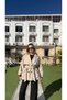 Women's Short Cashmere Coat, Double-Breasted, Belted, Waist-Tied Model Jacket - 2
