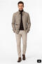 Beige Regular Fit Comfortable Fit Stand Collar 60% Wool Double Zipper Closure and Flap Pocket Coat - 4