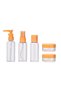 5-Piece Transparent Travel Refill Bottle Set – Orange Caps, Leak-Proof - 5