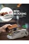 Holder Leather Card Wallet RFID Blocking Automatic Pop Up Business Card Case for - 5