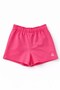 Girl's Pink Elastic Waist Combed Cotton Shorts Dark Pink