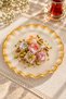 6-Piece Glass Serving Plate Set 26 Cm, Real Gold Gilded Wavy Edged Presentation Plates for 6 People - 8