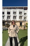Women's Short Cashmere Coat, Double-Breasted, Belted, Waist-Tied Model Jacket