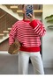 Oversize Striped Wool Textured Sweater - 2