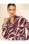 Women Burgundy And Ivory Printed Blouse - 4