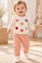 Baby girl colorful butterfly embroidered ruffled ribbed sweatshirt and tracksuit 2-piece set 3-12 months - 2