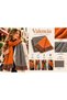 Valencia |   Women's Double-Sided Tile Orange Winter Shawl Scarf 75X180 cm |   Oversize Plaid Houndstooth Patterned Thick Soft Tassel Shoulder Shawl - 2