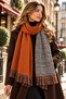 Valencia |   Women's Double-Sided Tile Orange Winter Shawl Scarf 75X180 cm |   Oversize Plaid Houndstooth Patterned Thick Soft Tassel Shoulder Shawl - 4