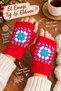 Women's Fingerless Knitted Gloves Red Color Motif Handmade Winter Gloves - 2
