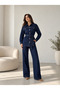 Belted Double Jacket+Pants Denim Suit