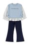 6-9 Years Old Set with Shirt and Blouse - Blue