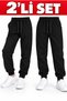 2-Piece Children's Sweatpants 2 Thread Count Suitable for 4 Seasons Girls Boys Children Knee-Free Fabric Compact Combed Cotton