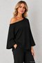 Women's One-Shoulder Open Long Sleeve Loose Oversize Modal Blouse Relaxed Fit Casual Stylish Blouse - 3