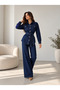 Belted Double Jacket+Pants Denim Suit - 3