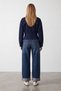Women's navy blue denim jacket with pleated detail - alc-x15649 - 5