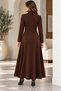Timeless Elegance – Women's High-Neck Zipper-Down Long-Sleeve Viscose Long Dress - 2