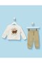 Infant Boys Ivory And Green Bear Jogger Set 3 Piece