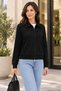 Collared Long Sleeve Modal Jacket - Black - 3