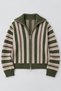 Women's Turtleneck Striped Double Zipper Wool Knitwear Cardigan - 5