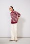 Animal Patterned Sequined Circular Neck Tricot Sweater Burgundy - 3