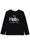 Hello Printed Sweatshirt for Ages 10-13 Km - Black
