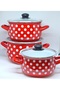 18-20-22 cm 2-3-4 Liter Polka Dot Enamel Pot Set - 3