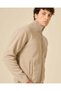Men Beige Plain Zip-Up Sweatshirt - 3