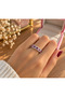 Pink Fuchsia Stone Silver Color Women's Ring – Elegant Design with Sparkling Oval Stone