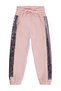 Girl's Striped Sequin Embroidered Sweatpants |   3 Thread Embroidery |   School Nursery and Daily Use - Pink