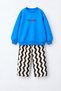 Boys' 3-Yarn Cotton Fabric Blue Printed Sweatshirt and Zigzag Striped Bottom Top Set - 2