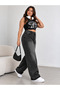 Belted Elastic Detailled Smoked Tube-Let Cuffed Jeans Pants