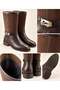 Frost Women's Bitter Brown Skin and Leather Powder Garnished Metal Buckle Detailed Warm Lining Non-Slip Sole 3 cm t - 4