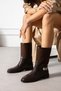 Frost Women's Bitter Brown Skin and Leather Powder Garnished Metal Buckle Detailed Warm Lining Non-Slip Sole 3 cm t - 2