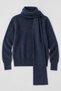 Women's Crew Neck Wool Knit Sweater with Scarf - 5