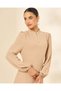 Women Beige Long-Sleeve Dress - 3