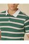 Men Green Striped Polo T-Shirt - 5