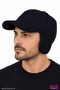 Winter Black Cashmere Headphone Hat with Ear Protection Foldable Inward-Folding Earflap Baseball Cap Hat