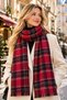 Glasgow | Women's Winter Shawl 70x180 cm | Red Scottish Tartan Plaid Pattern Oversized Soft-Tasseled Shoulder Shawl