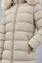 Long Inflatable Coat with Plush Hood and Pockets 3509 Beige - 4