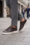 Men's Lace-Up Thick Comfortable Sole Brown-Beige Genuine Leather Casual Sneaker Shoes 272303