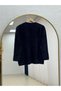 Seyran Fringe Detail Self-Patterned Knitwear Sweater-Kr6021 Navy Blue - 6