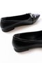 Inf-133 Black Stone Buckle Casual Women's Ballerinas - 5