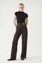 Belt Detail Palazzo Trousers 8421A Brown - 6