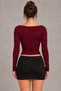 Women's Wide Collar Long Sleeve Boday Blouse Lycra Body-Fitting Stretchy Basic Top - 5