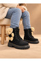 Girl's Teddy Bear Figured Orthopedic Sole Zippered Boots - 2